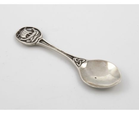 A Scottish Iona silver 'Viking long boat' spoon Iona Celtic Art, maker's mark AR (Alexander Ritchie), Birmingham 1932, the te