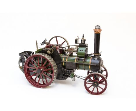 A 1½in. scale coal fired model of a Burrell compound traction engine, with silver soldered nine tube copper boiler, ratchet l