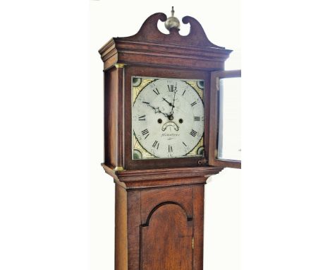 An 18th century eight day oak longcase clock by Thomas Fitzthe bell strike movement with four knopped pillars, the painted sq