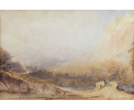 Jean Le Capelain (Jersey, 1812-1848), Stone bridge in a river valley, watercolour, unsigned, 6 3/8 x 9.25in. (16.2 x 23.5cm.)