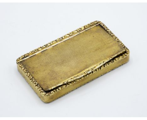 A 19th century Continental silver gilt snuff boxwith a hare's head (small items imported into France) return mark to rim on l