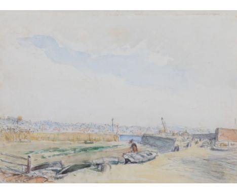 Charles Robinson Sykes (British, 1875-1950), St Aubin's Bay, Jersey, pencil &amp; watercolour, signed, inscribed on reverse, 