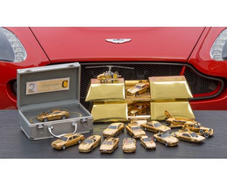 An extremely rare set of fourteen cased limited edition gold-plated Corgi James Bond 007 cars and vehicles by Collectables Ma