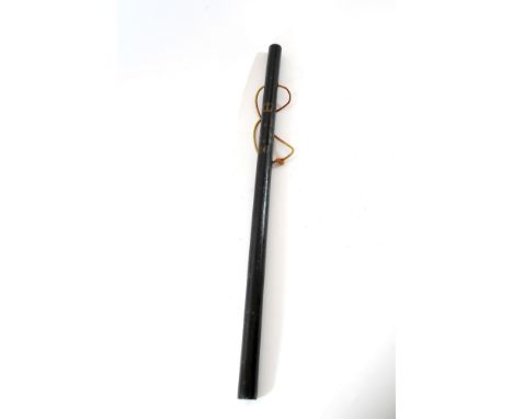 A Victorian night stick, of round pole form with yellow painted VR monogram and crown and B.P. 26, 69.5cm