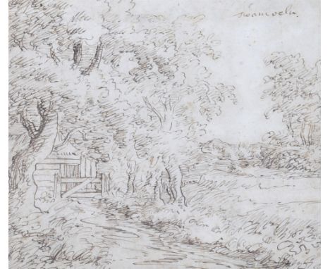 Attributed to Herman Van Swanevelt (1603-1655), Woodland Path, pen and ink drawing, 16 x 19cm Provenance: Purchased by the ve