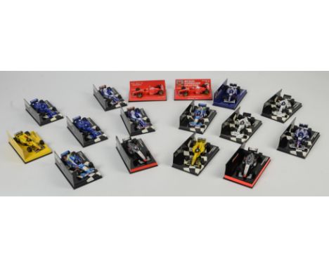 Pauls Model Art Minichamps Formula - fifteen 1:43 scale die-cast models of racing cars and one Michael Schumacher Collection 