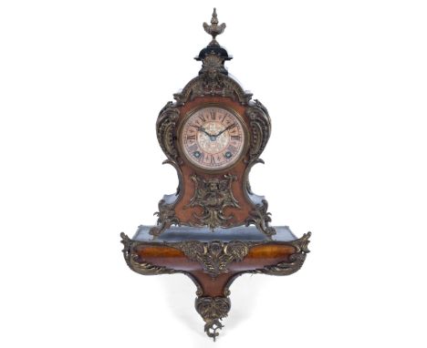 Louis XV style bracket clock Roman dial, Lenzkirch movement with gong strike, 34cm high with a matching bracket