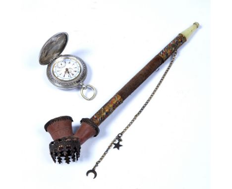 Turkish market full Hunter pocket watch English, circa 1900 signed J Dent, London, enamel dial with Turkish Arabic hour marke