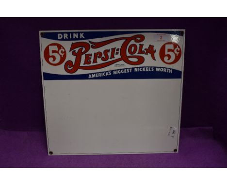 An enamel reproduction sign for Pepsi Cola