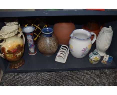 A selection of ceramics and pottery including terracotta jugs and Chinese export vase AF