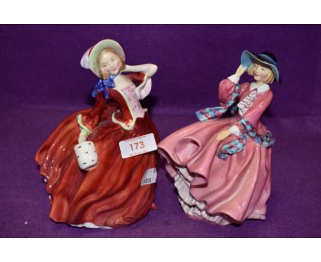 Two ceramic figurines by Doulton Top of the Hill and Autumn Breezes