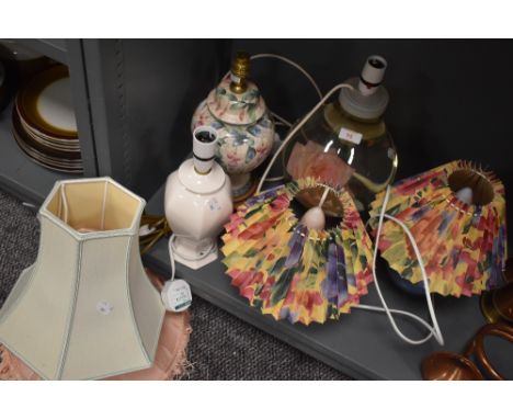 A selection of table and bed side lamps and lights including water tight fish tank style light