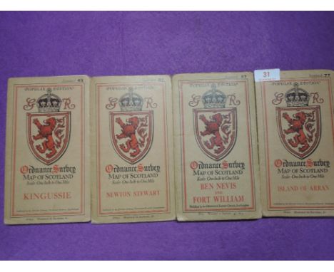A selection of vintage Scottish ordnance survey maps                                                                         