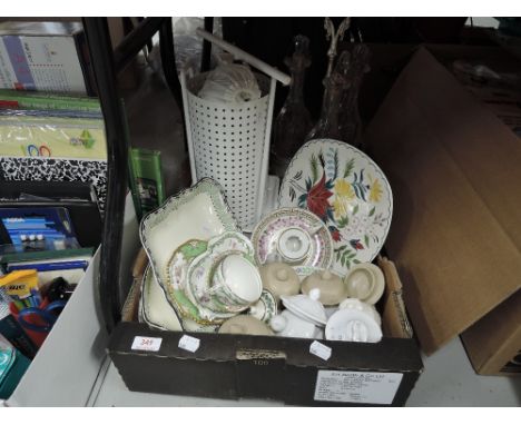 A selection of vintage ceramics including hand decorated chamber stick