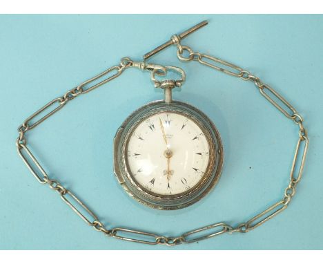 Edward Prior, London, a silver pair-cased pocket watch made for the Turkish market, the white enamel dial with Turkish numera