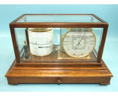 A mahogany-cased 'Stormograph' (Recording Barometer) barograph by Short &amp; Mason Ltd, London, in glazed case, with brass i