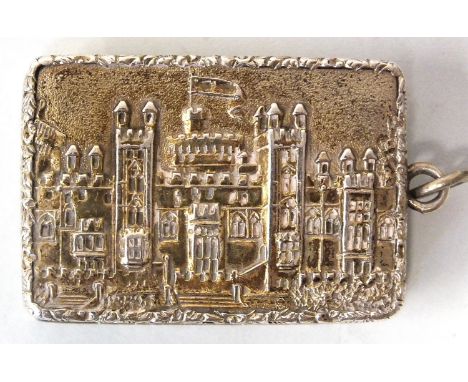 An early-Victorian silver and silver gilt castle-top vinaigrette by Nathaniel Mills, the lid depicting Windsor Castle in high