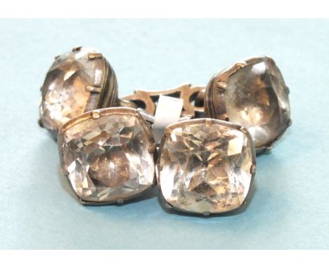 A pair of Georgian paste cufflinks with pierced panel links, bearing the initials 'A' and 'R'.