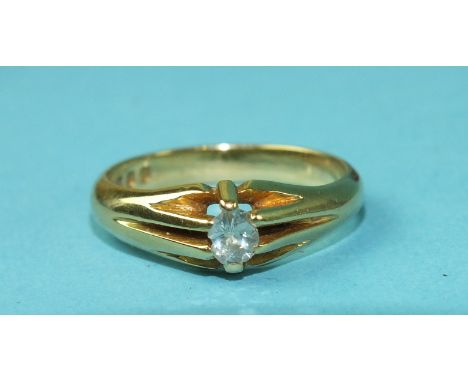 An 18ct gold ring set oval diamond, size R, 5.6g.