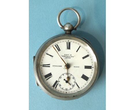 A Kay's 'Perfection' Lever open-face key-wind pocket watch, the white enamel dial with Roman numerals and seconds subsidiary,