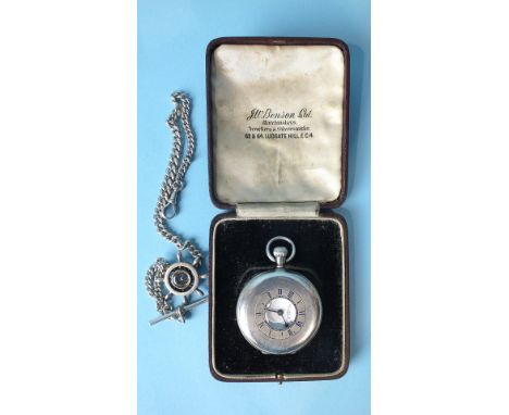 J W Benson, a silver-cased half-hunter pocket watch, 50mm, the plain case hallmarked for London 1938, cased, on silver half-A