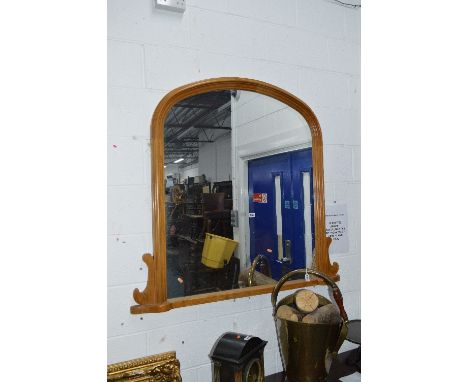 A PINE OVERMANTLE MIRROR, gilt picture frame, firescreen etc (5)