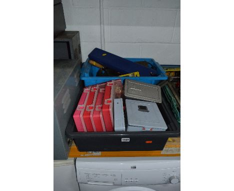 TWO TRAYS OF TOOLS AND HARDWARE, including three drill bit sets, five trays of circlips, screws etc (2)