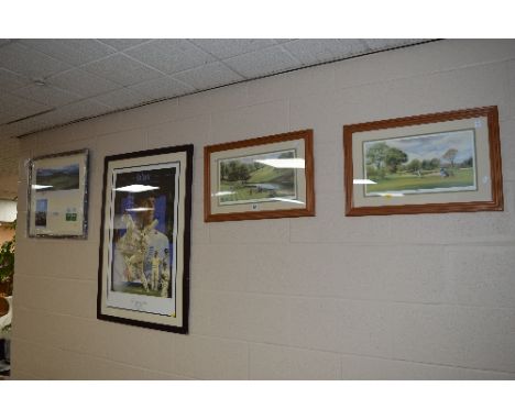 CRICKET AND GOLF INTEREST, a pair of Terry Harrison signed colour prints titled 'High Tee' and 'Sunday Golf', together with a