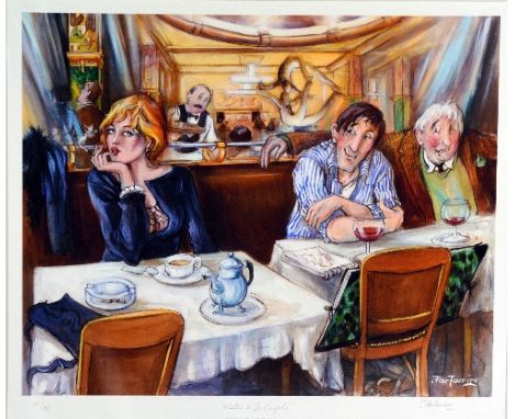 MATTIN-LAURENT PARTARRIEU, 'ARTISTS AT LA COUPOLE', a limited edition giclee print 44/95, signed, titled and numbered, with c