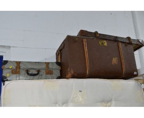 A VINTAGE TRAVELLING TRUNK, and a suitcase (2)