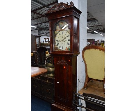 A VICTORIAN MAHOGANY LONGCASE CLOCK, 8 day movement, signed A Johnstone, Kilwinning, Roman numerals, seconds and subsidiary d
