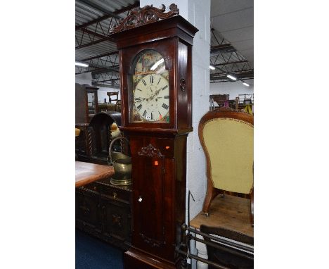 A VICTORIAN MAHOGANY LONGCASE CLOCK, 8 day movement, signed A Johnstone, Kilwinning, Roman numerals, seconds and subsidiary d