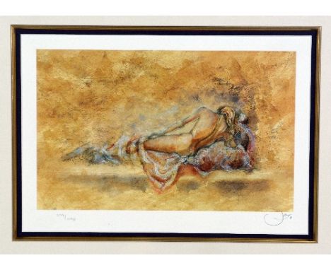 JOY KIRTON-SMITH, 'REPOSE VI', a limited edition framed print 299/495, signed and numbered, with certificate, some damage to 