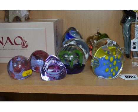 NINE CAITHNESS GLASS PAPERWEIGHTS, to include 'Bob The Fish', 'Windfall', 'Swish', 'Daydreams', 'Snowtrail', 'Maydance', 'Moo