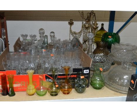 TWO BOXES AND LOOSE GLASSWARES, table lamp in the style of Chandelier etc