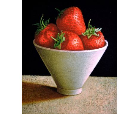 SUSAN SMITH, 'BOWL OF STRAWBERRIES', a print from a proof run of five, unsigned, unframed, 35cm x 31cm