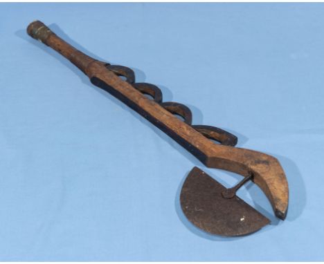 20th century African ceremonial axe, 65cm long