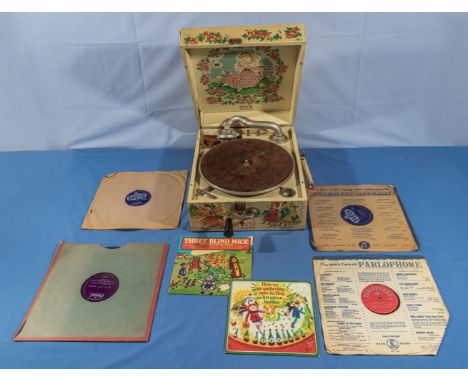 Vintage Decca child's record player and records