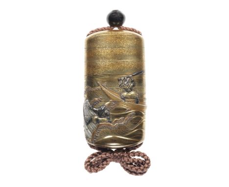 A gold-lacquer and metal-inlaid seven-case inroBy a member of the Kajikawa Family and Ishiguro Masayoshi, 19th centuryThe rec