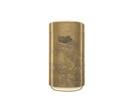 A gold-lacquer five-case inroBy a member of the Kiyogawa Family, after a painting by Kano Motonobu (1476-1559), 19th centuryT
