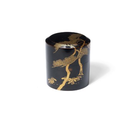 A black-lacquer natsume (tea caddy)After a design by Tosa Mitsusada (1738-1836), late 19th/early 20th centuryOf cylindrical f