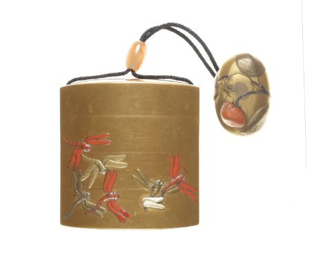 A gold-lacquer three-case inroBy Koami Choko (Nagataka) after a design by Hogen Terunobu,&nbsp;late 18th/early 19th century.T