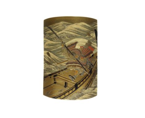 A gold-lacquer large four-case inroBy Yamaguchi Shojosai (1900-1978), 20th centuryThe fundame ground lacquered in gold and co