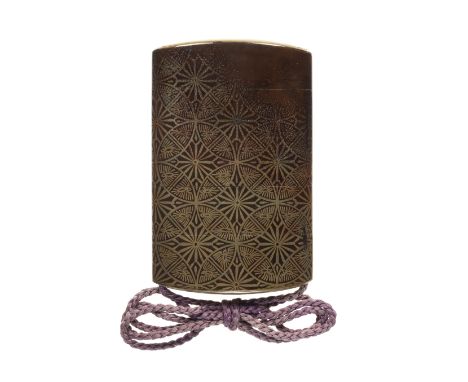A gold-lacquer four-case inroBy a member of the Inaba Family, 19th centuryThe fundame ground lacquered in sumi-e togidashi ma
