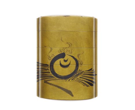A gold-lacquer small four-case inroBy Kobayashi Yasuaki, 19th centuryThe vertical rectangular body with a kinji ground lacque