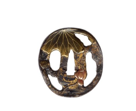 Two lacquered iron tsubaShoami and Mito Schools, 17th centuryThe first pierced within the hammered ground and later gilded an