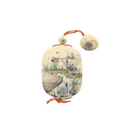 A complete set of twelve ceramic three-case inroBy Ogata Kenya II (1853-1923), late 19th centuryEach with a flattened oval or