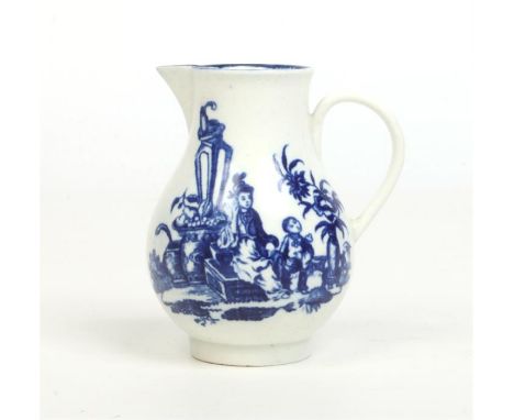 A Worcester sparrow beak cream jug with grooved loop handle. Printed in underglaze blue with the Mother and Child pattern c.1