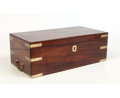 A Regency brass bound mahogany fitted campaign writing slope / book stand, 45.25cm wide.Condition report intended as a guide 