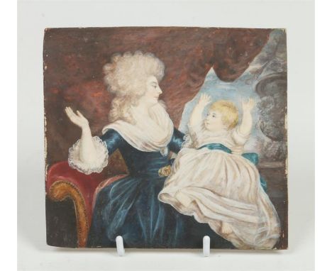 After Joshua Reynolds, 19th century small painting on ivory panel. Portrait of Georgiana, Duchess of Devonshire (1757-1806) a